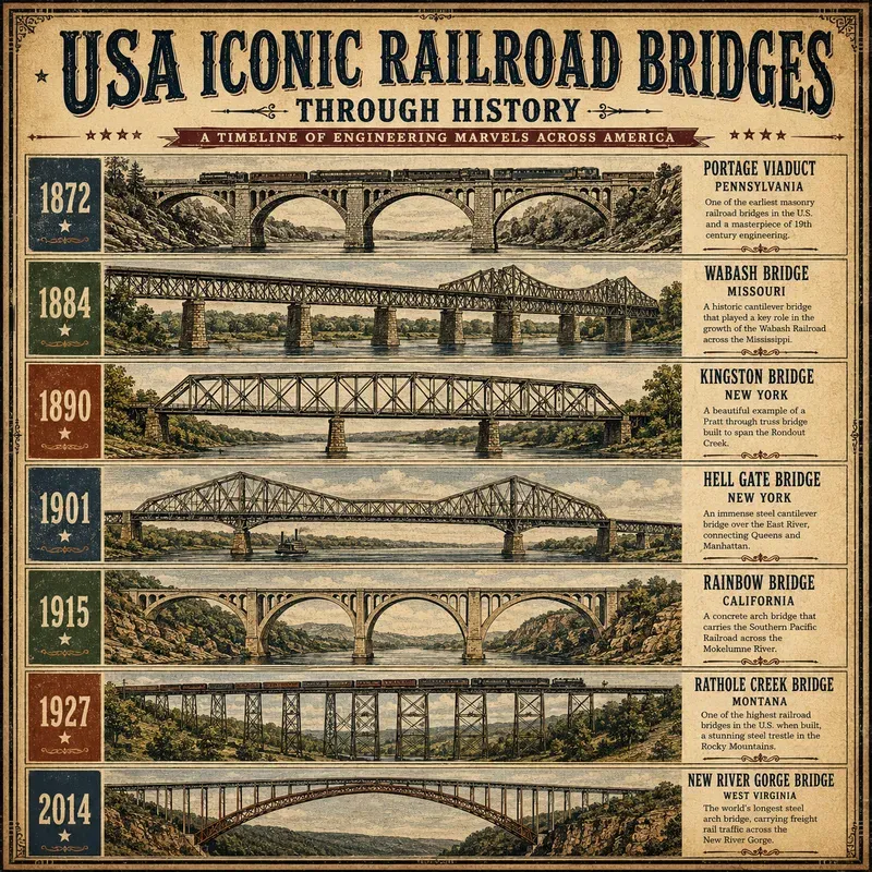 Usa Iconic Bridges Timeline Posters