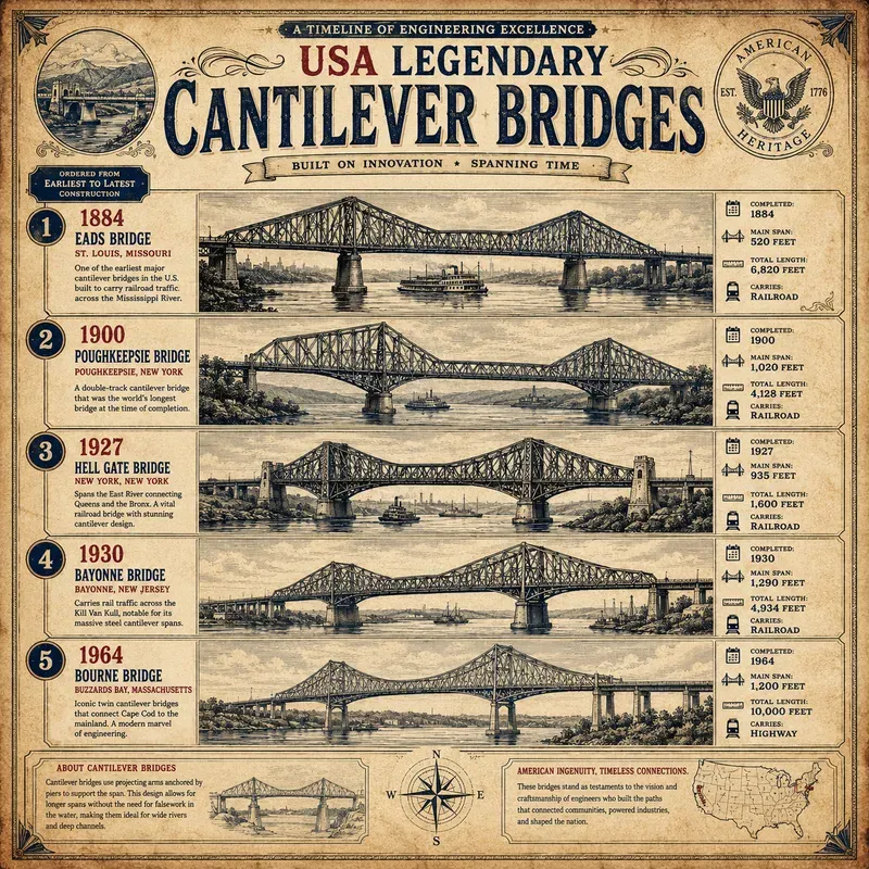 Usa Iconic Bridges Timeline Posters