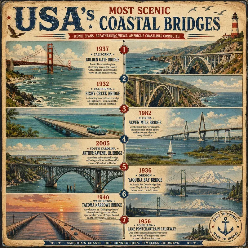 Usa Iconic Bridges Timeline Posters