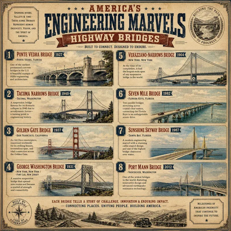 Usa Iconic Bridges Timeline Posters