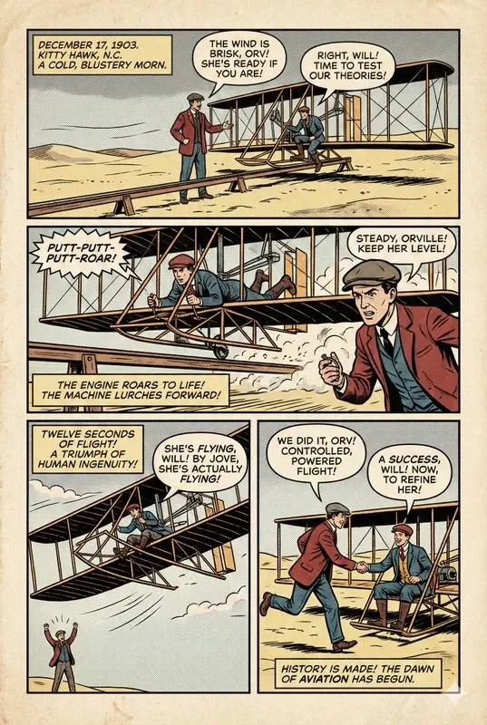 Vintage Style History Comic Pages