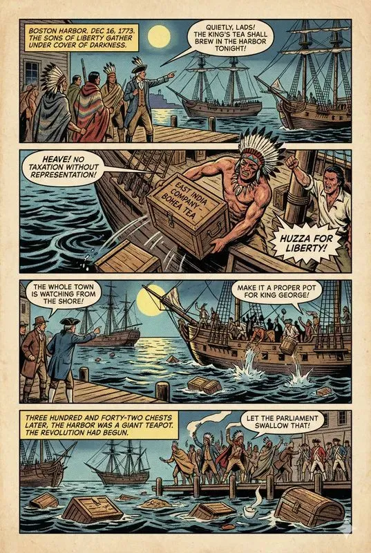 Vintage Style History Comic Pages