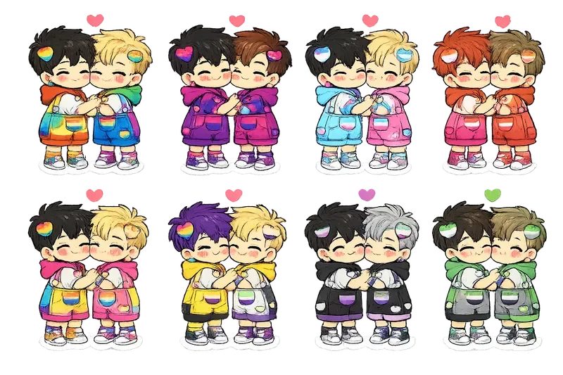 Pride Kawaii Couple Stickers