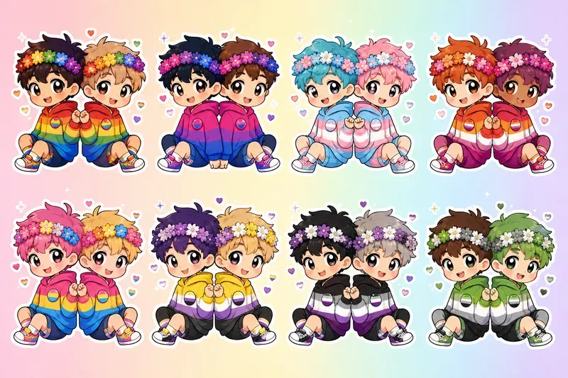 Pride Kawaii Couple Stickers