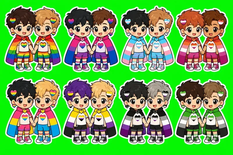 Pride Kawaii Couple Stickers