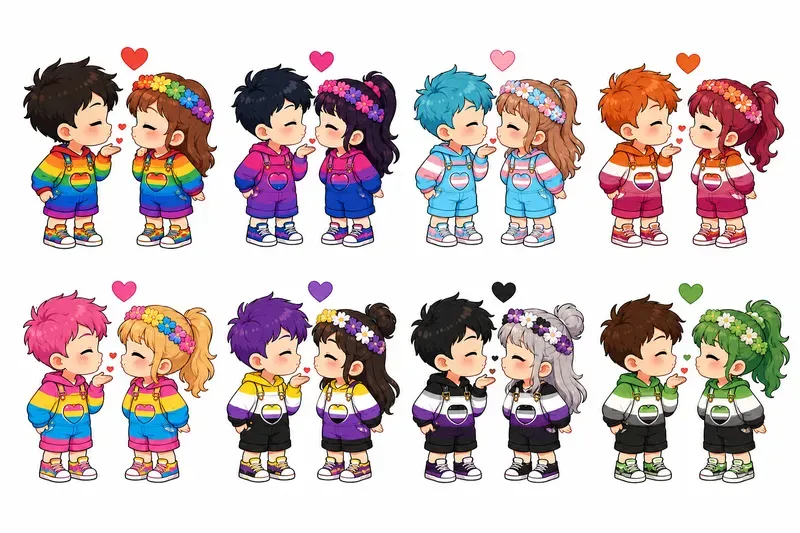 Pride Kawaii Couple Stickers