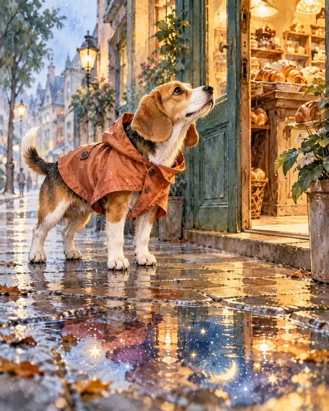 Watercolor Dogs In Raincoats