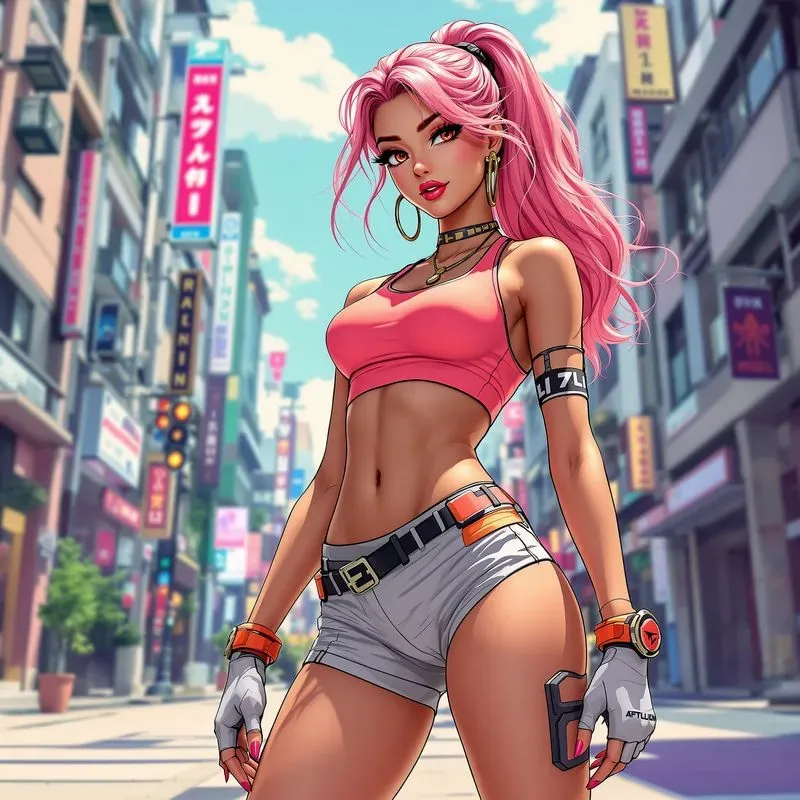 Cyberpunk Beauty Anime Girl Color Art