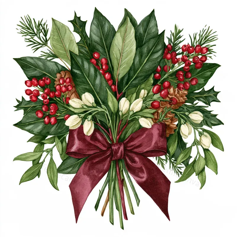 Christmas Botanical Watercolor Cliparts