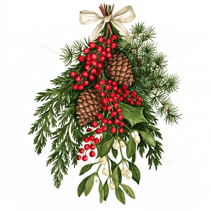 Christmas Botanical Watercolor Cliparts