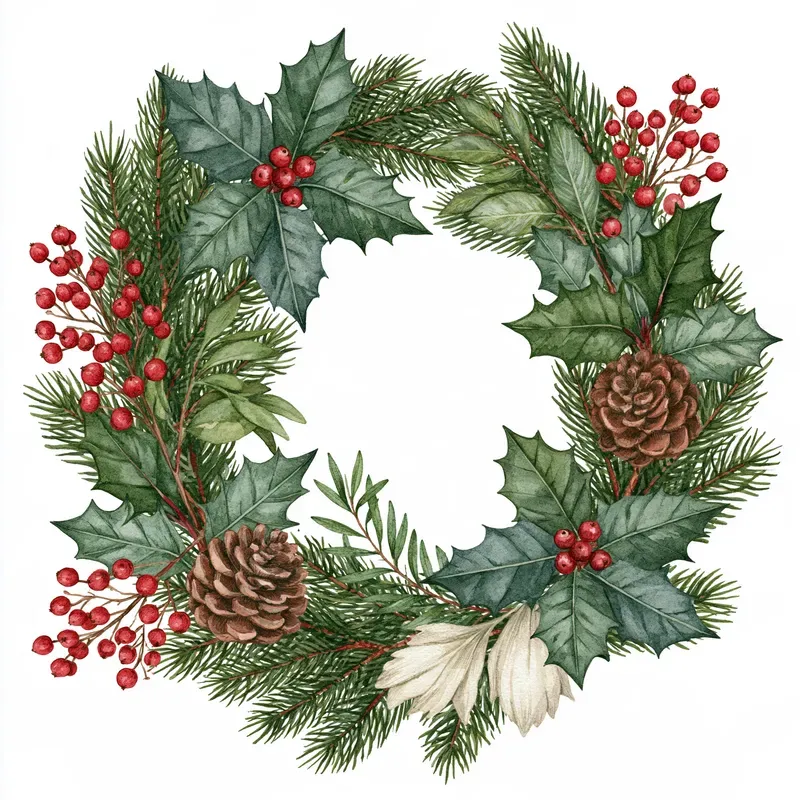 Christmas Botanical Watercolor Cliparts