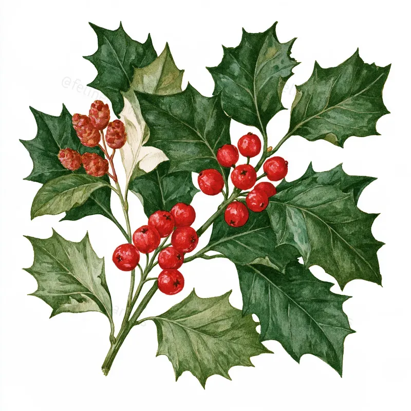 Christmas Botanical Watercolor Cliparts