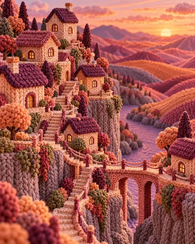 Texture Knitted Fantasy Villages