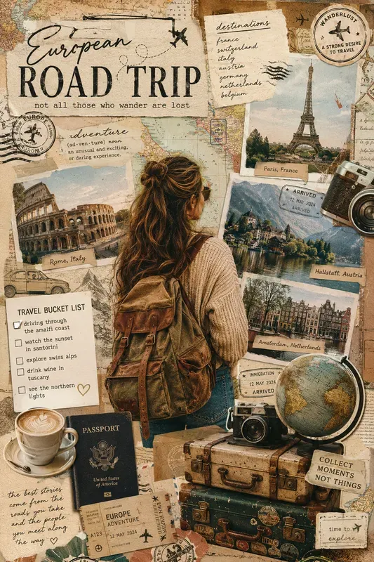 Vintage Travel Journal Collages