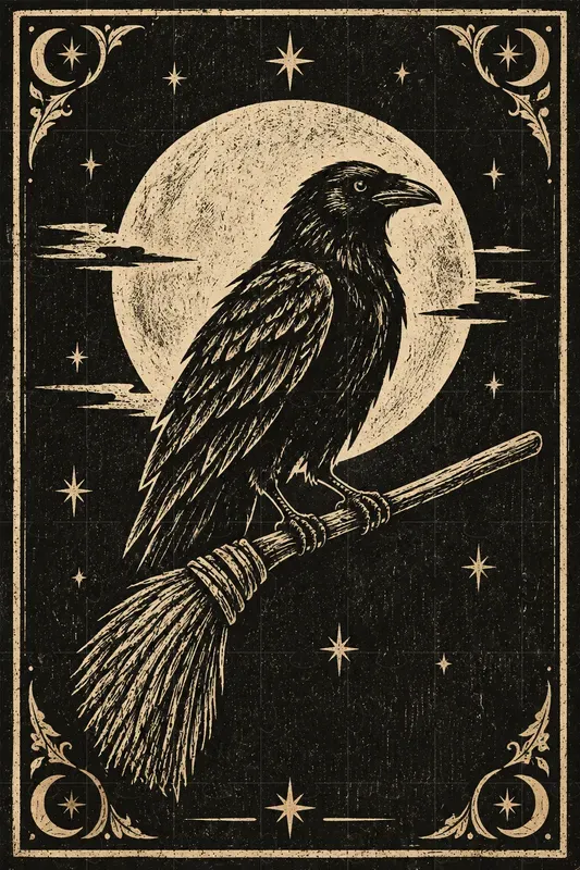 Halloween Folk Art Cats Crows Owls