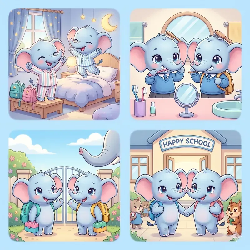 Cute Animal Story Sequential Squares