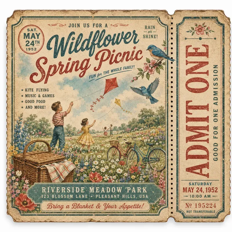 Vintage Retro Event Ticket Generator