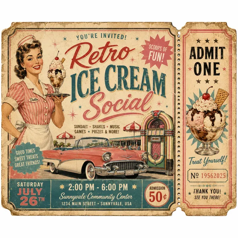 Vintage Retro Event Ticket Generator