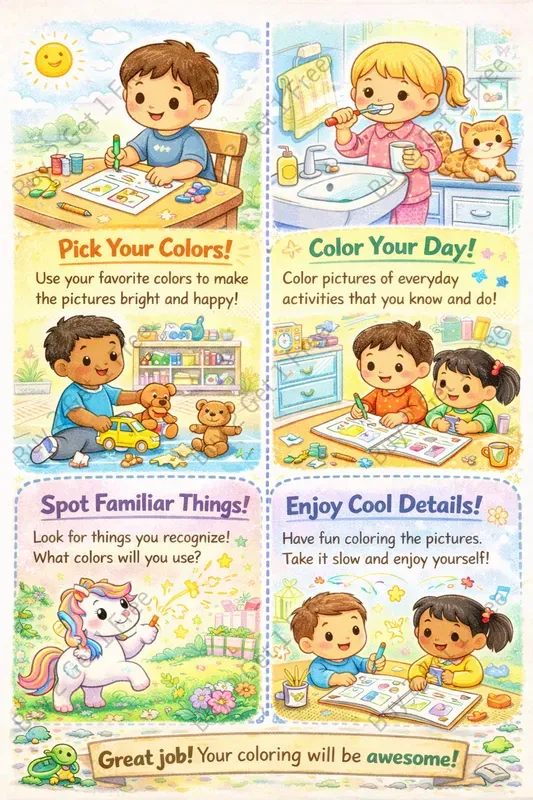 Playful Kids Coloring Book Instructions