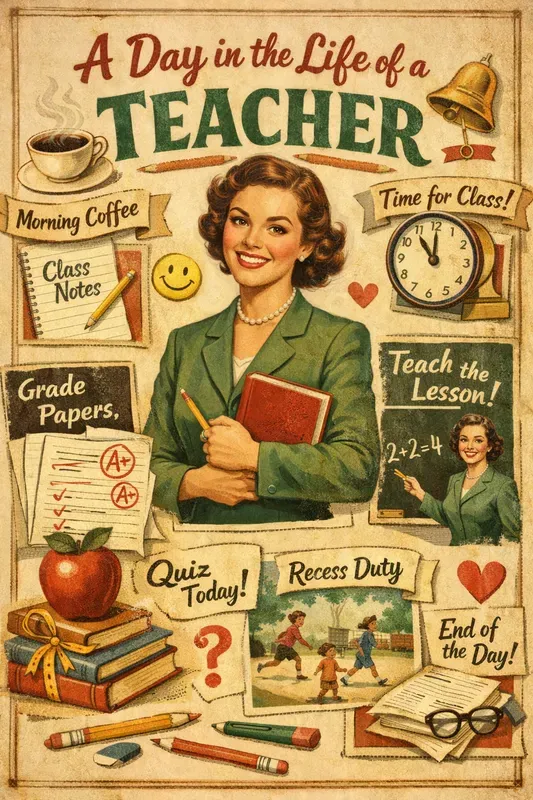 Day In Life Retro Collage Poster Makers