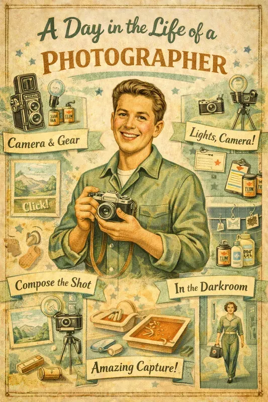 Day In Life Retro Collage Poster Makers