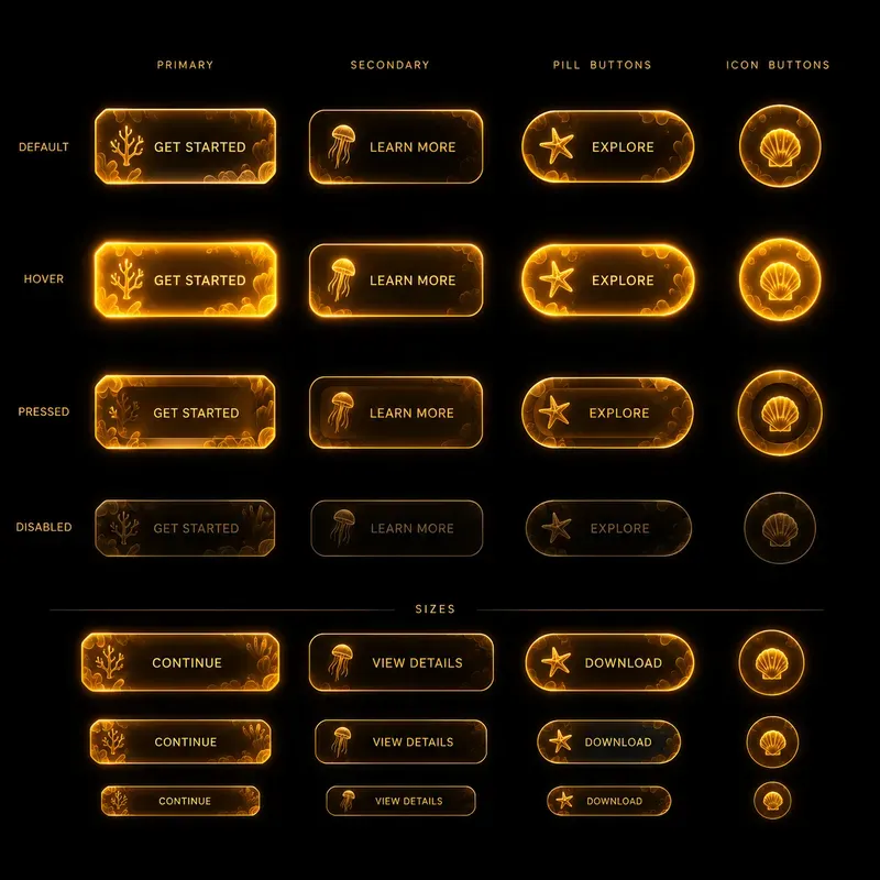 Bioluminescent Darkmode UI Asset Kits