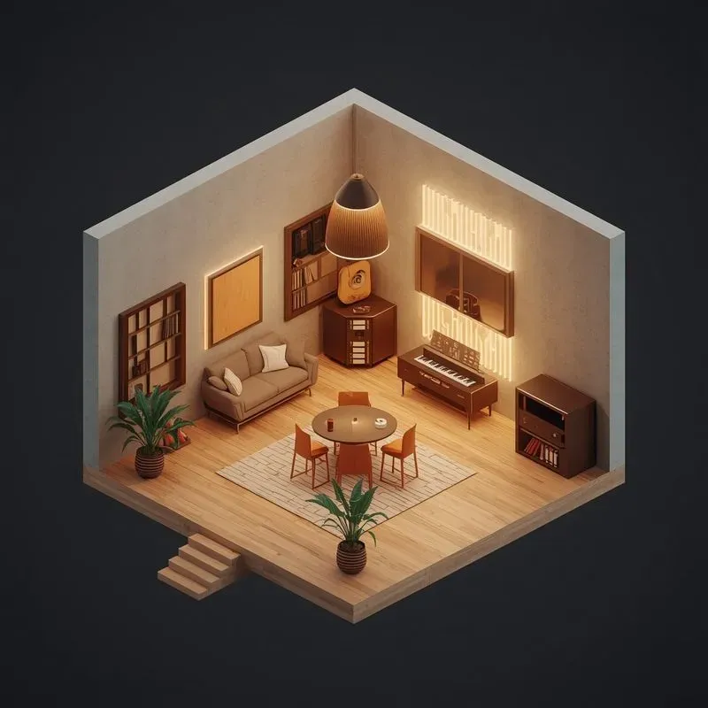 3D Luxury Isometric Room Dioramas