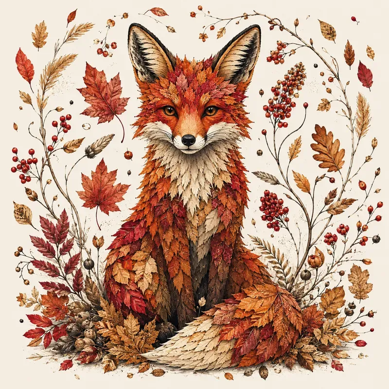 Autumn Botanical Character Art