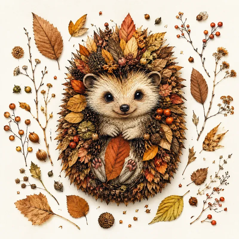 Autumn Botanical Character Art