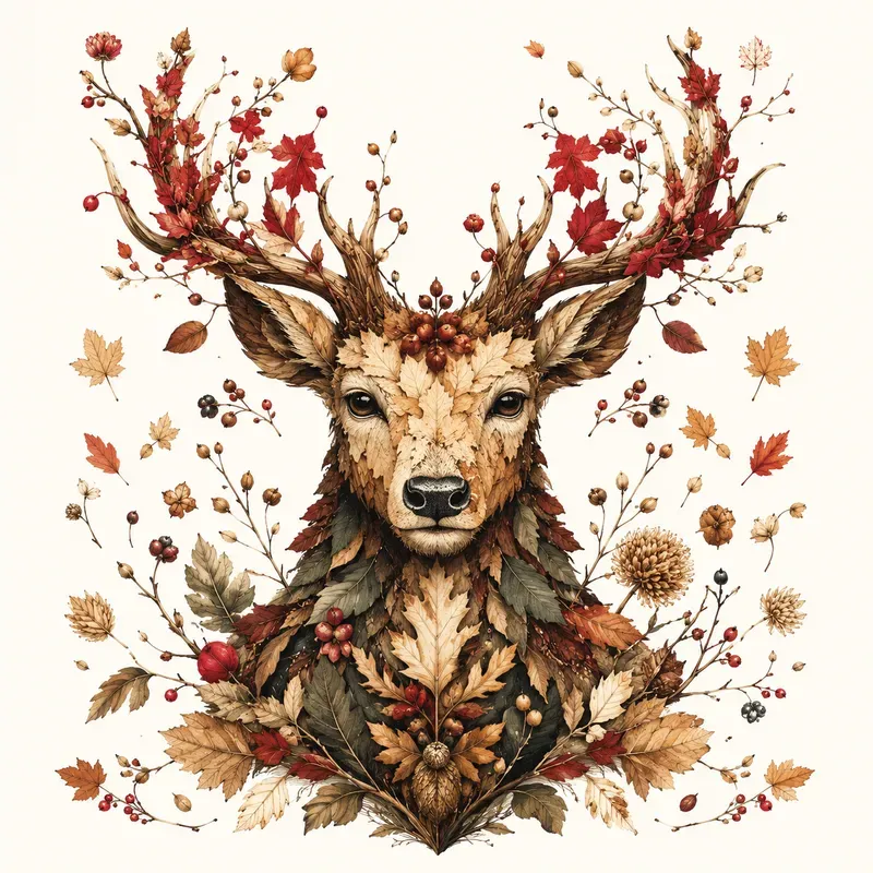 Autumn Botanical Character Art