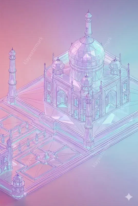 Neon Lowpoly Wireframe Landmarks