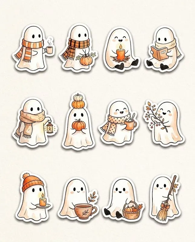 Cozy Watercolor Halloween Sticker Sheets