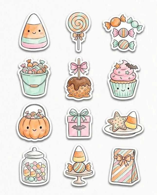 Cozy Watercolor Halloween Sticker Sheets