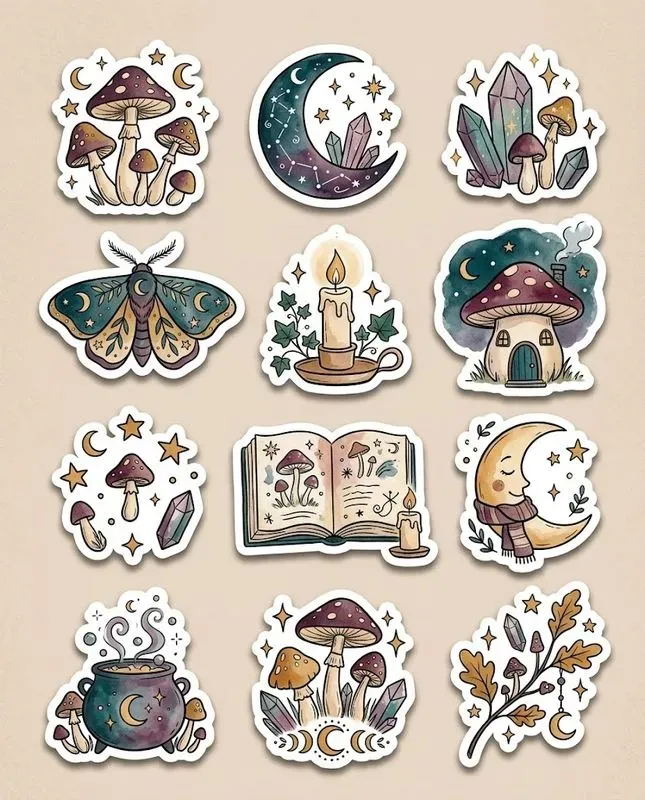 Cozy Watercolor Halloween Sticker Sheets