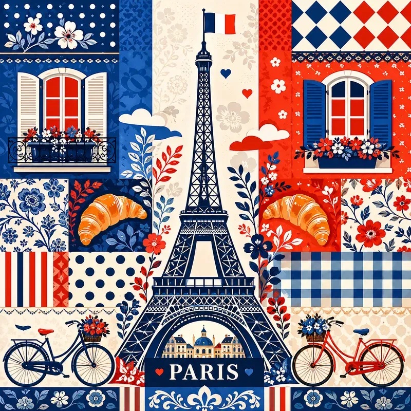 Global Landmark Folk Pattern Posters