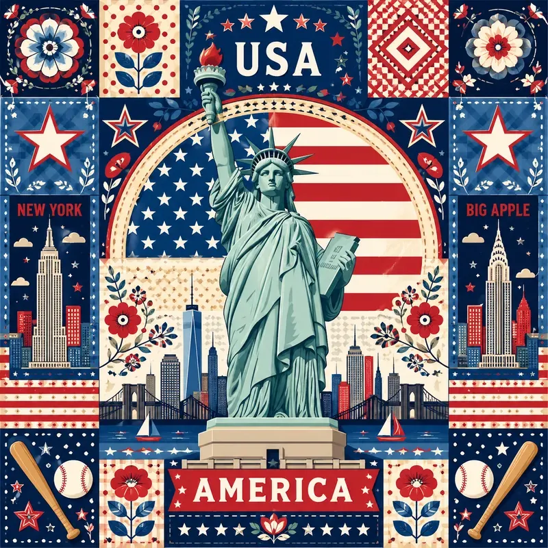 Global Landmark Folk Pattern Posters