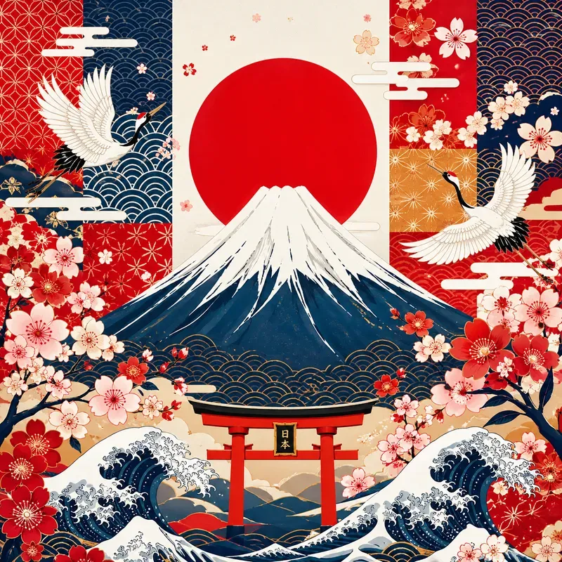 Global Landmark Folk Pattern Posters
