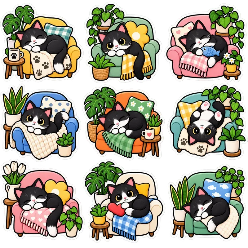 Hygge Cats At Home Sticker Packs