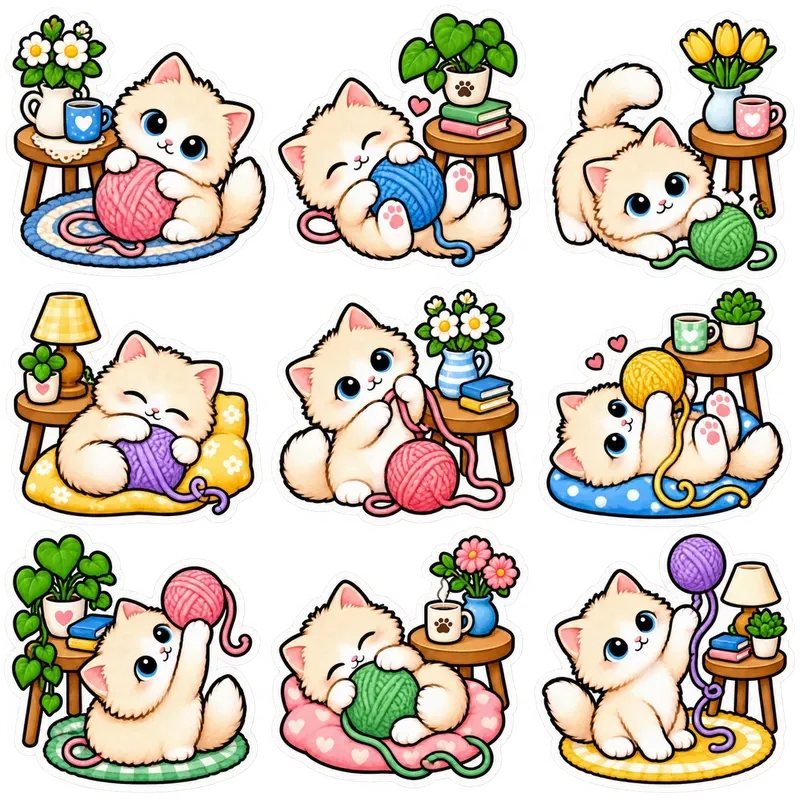 Hygge Cats At Home Sticker Packs