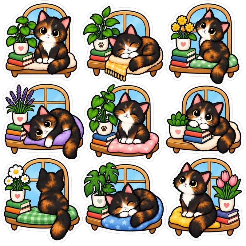 Hygge Cats At Home Sticker Packs
