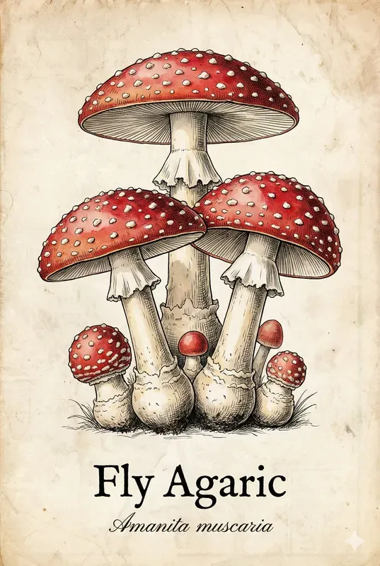 Vintage Botanical Mushroom Premium Logos