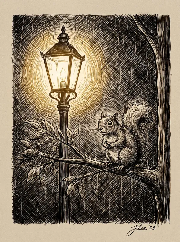 Scruffy Ink Sketch Moody Art