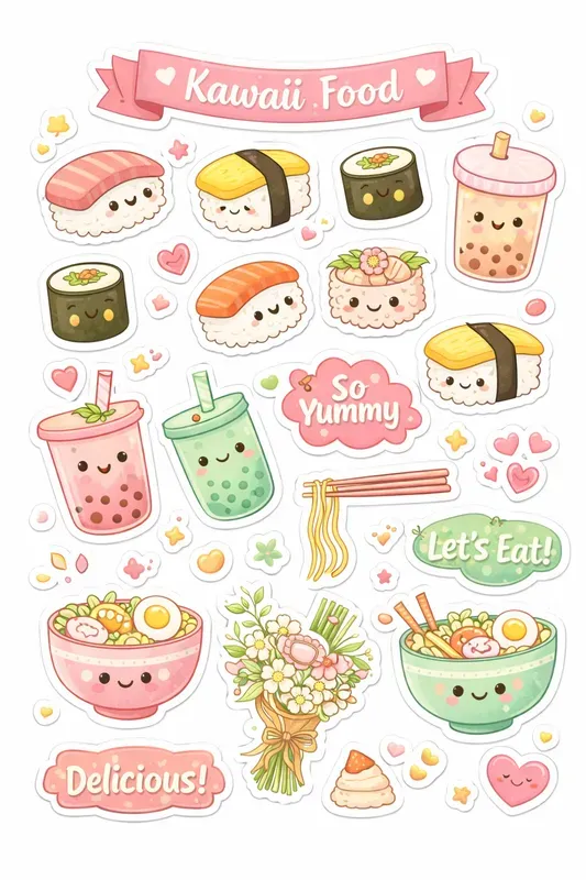 Cute Kawaii Sticker Sheet Generator