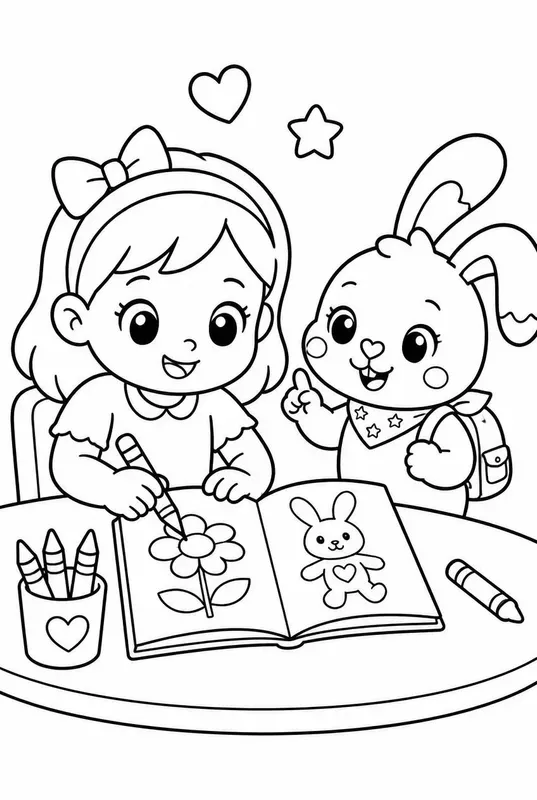 Preschool Coloring Book Pages With Bunnies