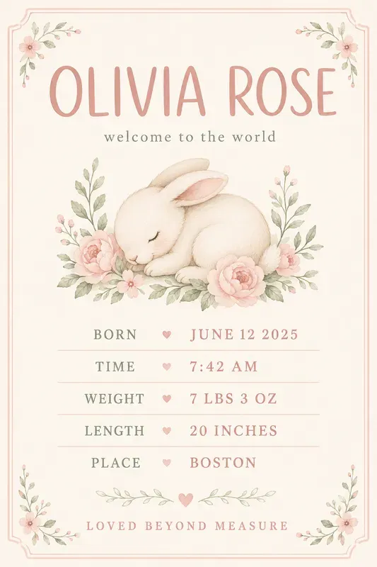 Baby Birth Stats Print Studios
