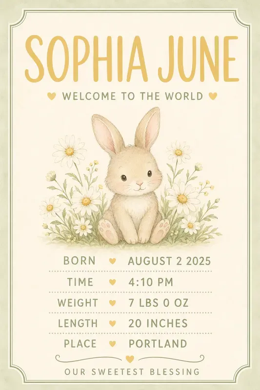 Baby Birth Stats Print Studios