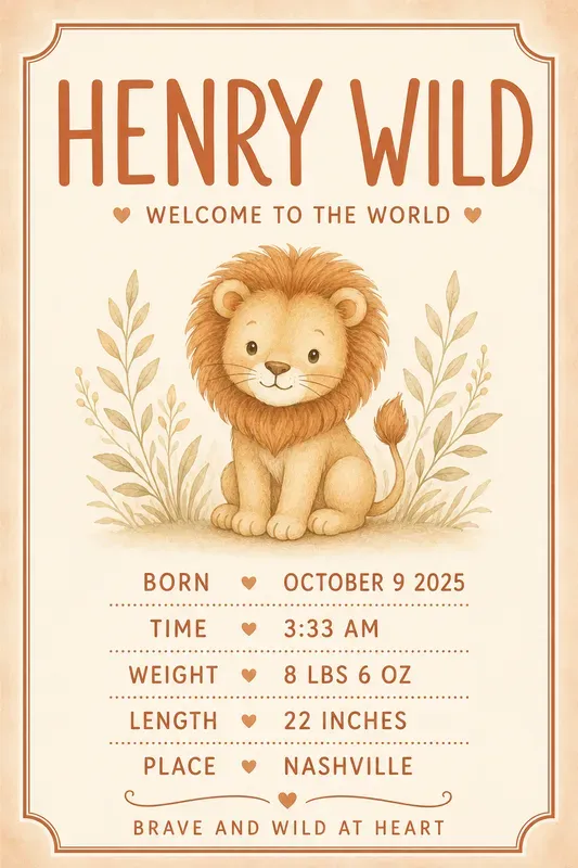 Baby Birth Stats Print Studios