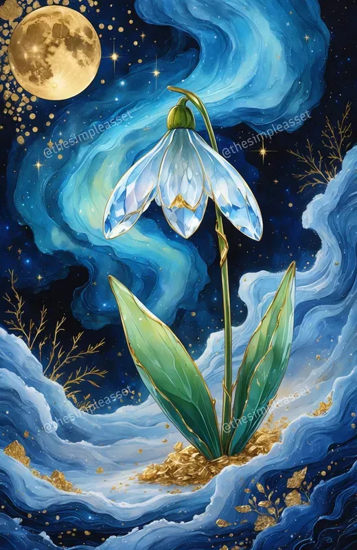Mystical Lotus Celestial Gold Moon Art