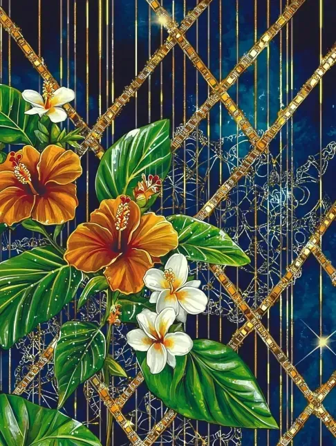 Exotic Floral Art Deco Tees
