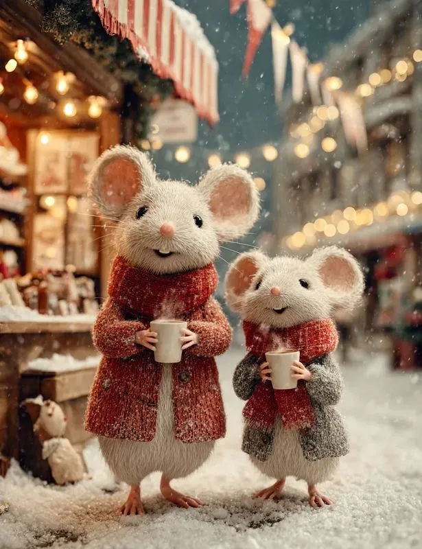 Pixar Christmas Animals Snowy City Night